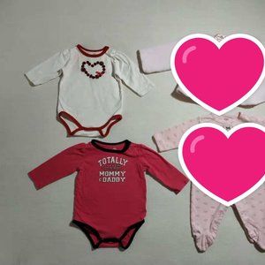 Lot 2 Okie Dokie Baby Girl 0-9 Month Pink Onesie